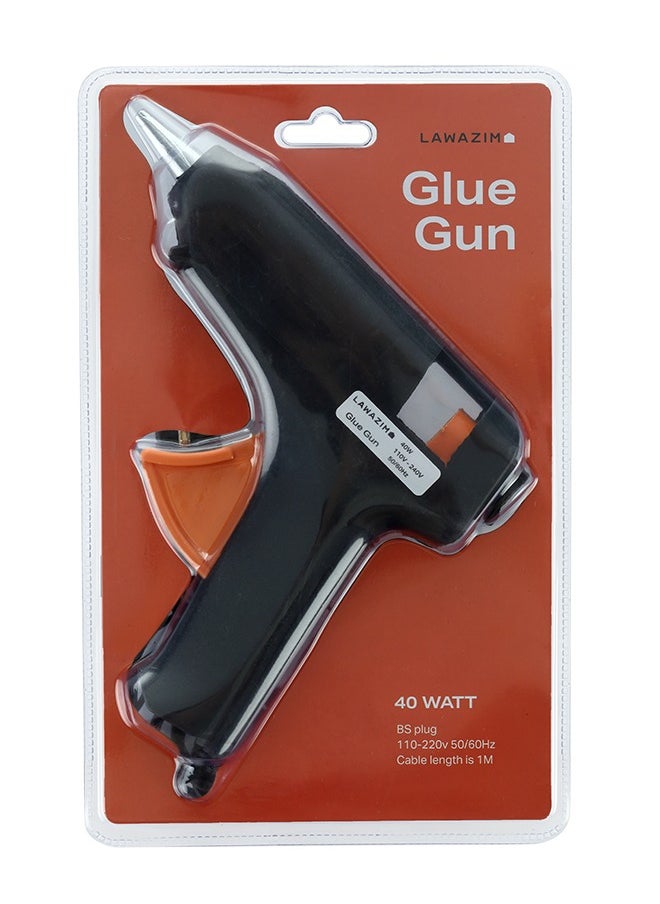 LAWAZIM - Glue Gun -40W Black- BS Plug - Fast Heating Even Distribution Professional Electric Melt Adhesive Dispenser for DIY Craft Projects Woodworking and Home Repairs Universal Glue Sticks Compatible - Image 1