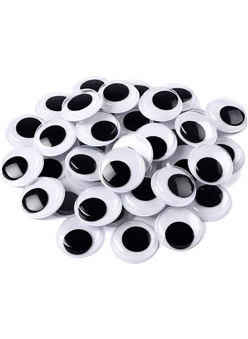 200 Pieces Black and White Wiggling Eyes, Cartoon Eyes, Round Plastic, With Adhesive Sticker, Mixed Assorted Sizes, for DIY Crafts Decoration or Cartoon Image Toys Adornment - Image 1
