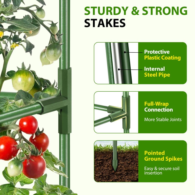 Suntee 3 Pack Tomato Cage with 10 Gallon Grow Bags, 48 Inch Tomato Cages for Garden Patio Balcony, Adjustable Height Tomatoes Plant Support for Climbing Vegetables Plants Flowers - Image 3