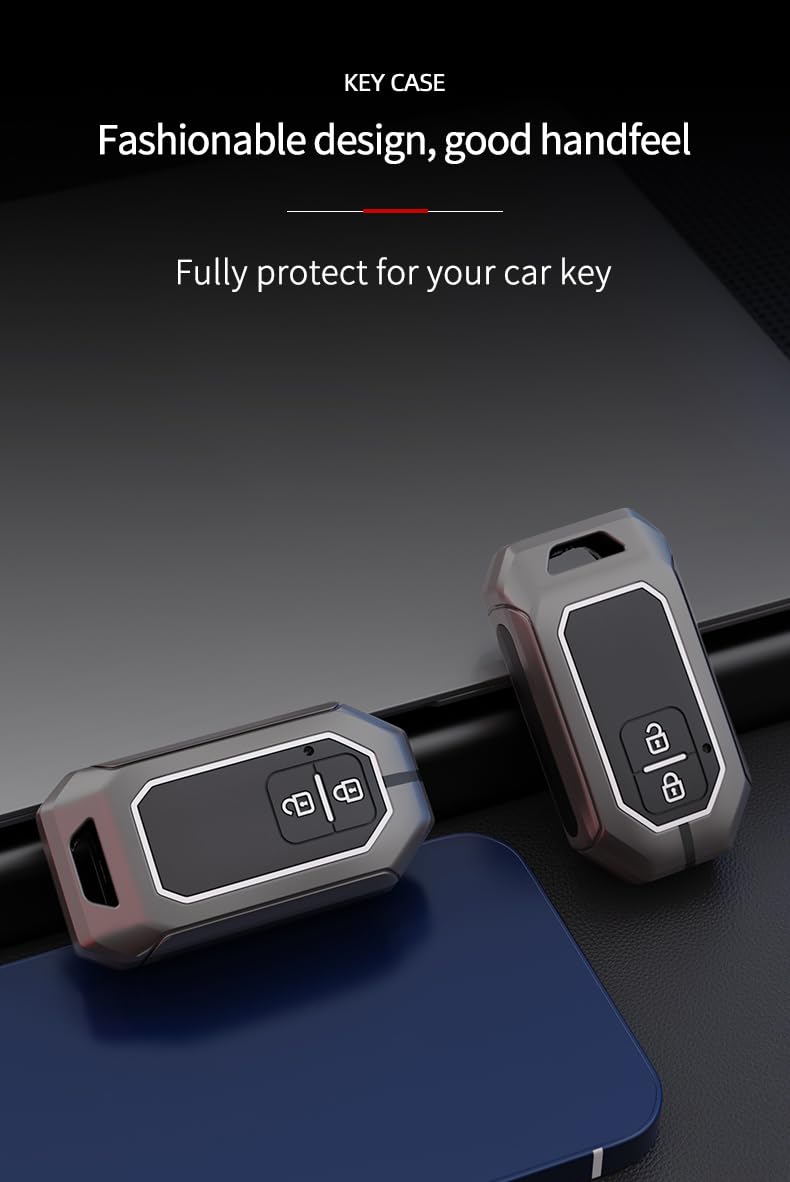 Contacts Metal Silicon Key Cover Compatible with Suzuki Swift | Baleno| XL6 | DZire | Fronx | Scross | Ciaz | Brezza | Grand Vitara | Invicto 2 Button Smart Key Special Feature Visibility in low-light - Image 5