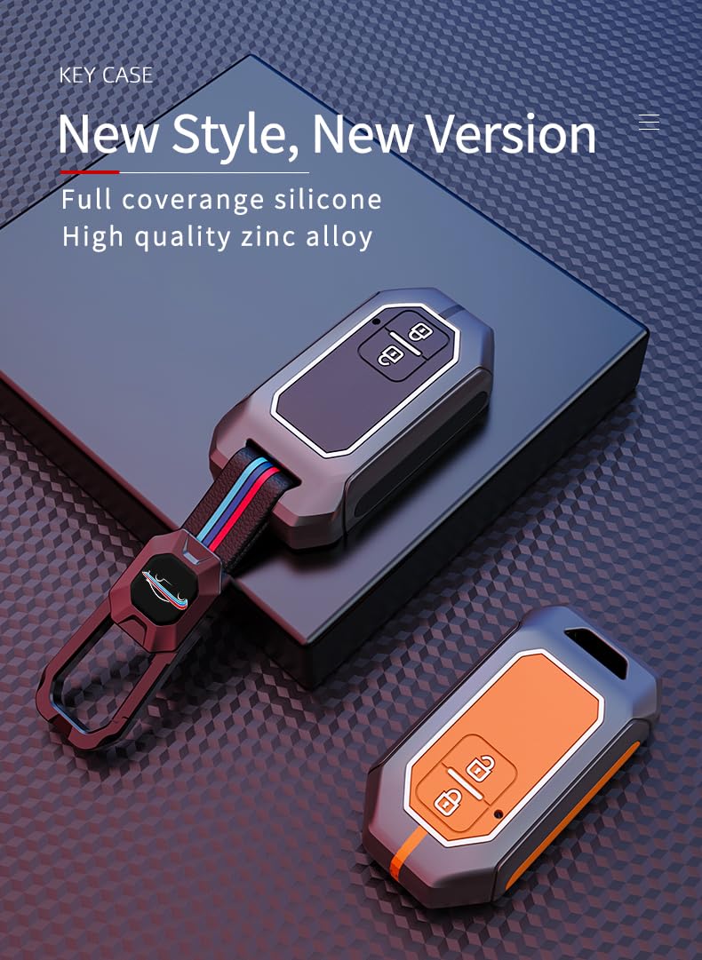 Contacts Metal Silicon Key Cover Compatible with Suzuki Swift | Baleno| XL6 | DZire | Fronx | Scross | Ciaz | Brezza | Grand Vitara | Invicto 2 Button Smart Key Special Feature Visibility in low-light - Image 3