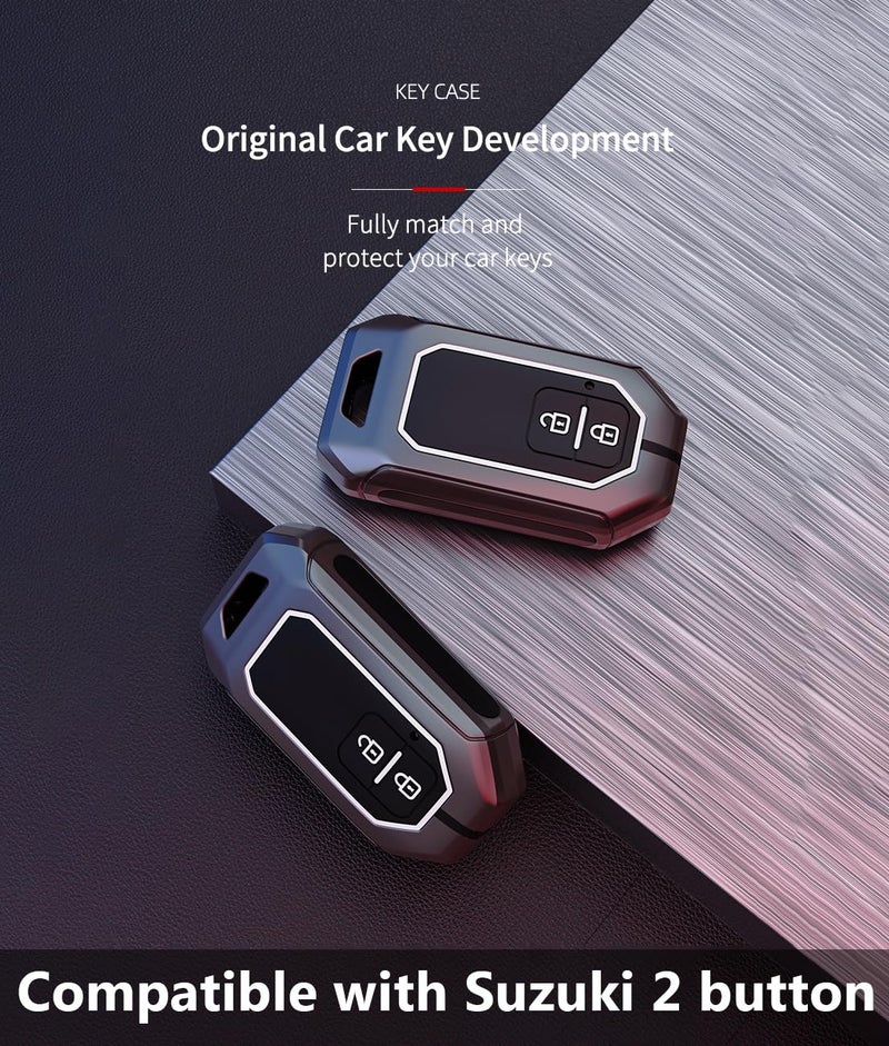 Contacts Metal Silicon Key Cover Compatible with Suzuki Swift | Baleno| XL6 | DZire | Fronx | Scross | Ciaz | Brezza | Grand Vitara | Invicto 2 Button Smart Key Special Feature Visibility in low-light - Image 2