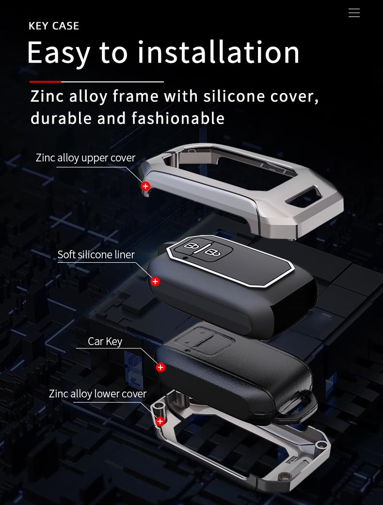Contacts Metal Silicon Key Cover Compatible with Suzuki Swift | Baleno| XL6 | DZire | Fronx | Scross | Ciaz | Brezza | Grand Vitara | Invicto 2 Button Smart Key Special Feature Visibility in low-light - Image 4