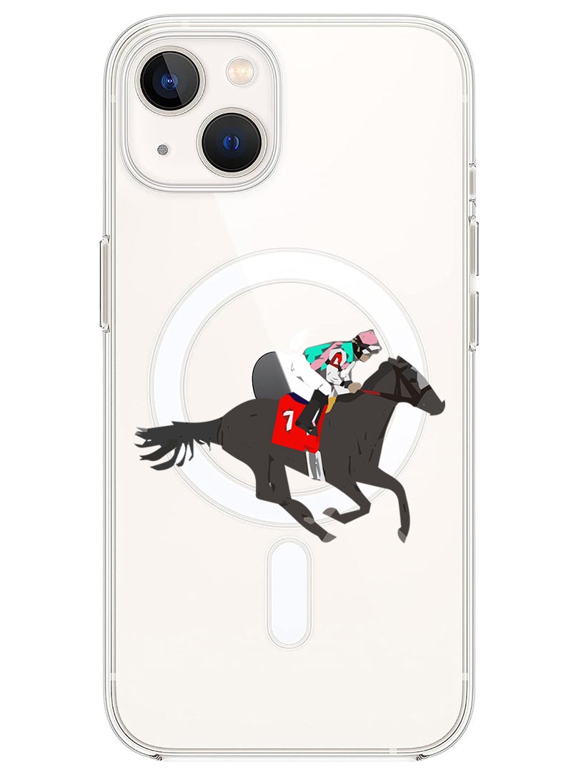 Theodor Magnetic Case for iPhone 13 6.1-inch Compatible with MagSafe Wireless Charging, Shockproof Phone Bumper Cover Horse Riding - Image 1