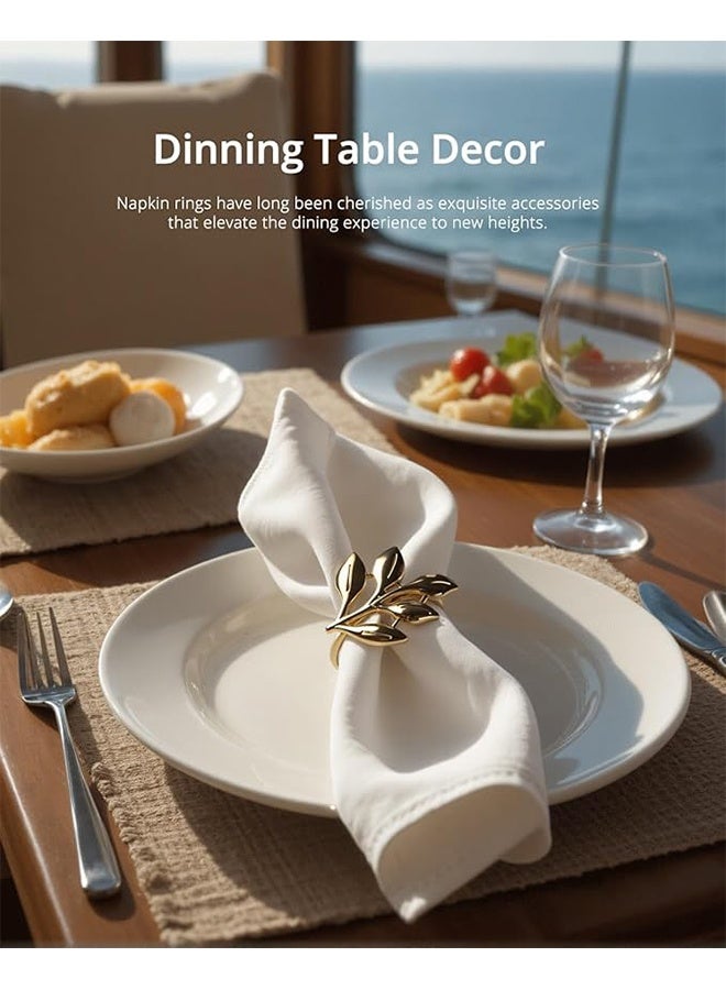10 قطع حامل خاتم منديل ، مجموعات مشبك منديل ذهبي ، حاملات حلقة منديل أوراق عتيقة ، أبازيم منديل الطاولة لتزيين طاولة الطعام الرسمية أو غير الرسمية زخرفة حفل زفاف عشاء مأدبة - Image 5