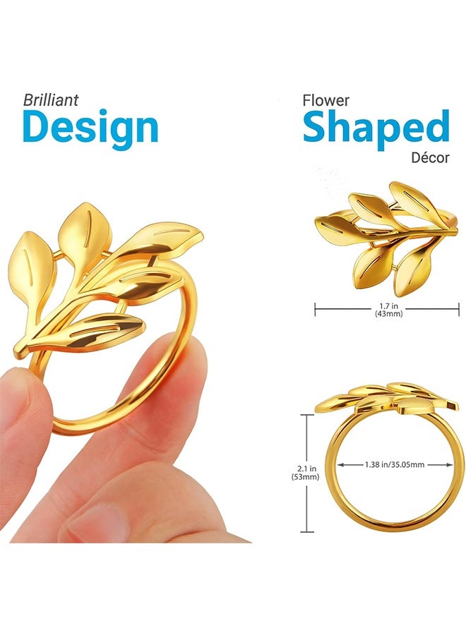 10 قطع حامل خاتم منديل ، مجموعات مشبك منديل ذهبي ، حاملات حلقة منديل أوراق عتيقة ، أبازيم منديل الطاولة لتزيين طاولة الطعام الرسمية أو غير الرسمية زخرفة حفل زفاف عشاء مأدبة - Image 2