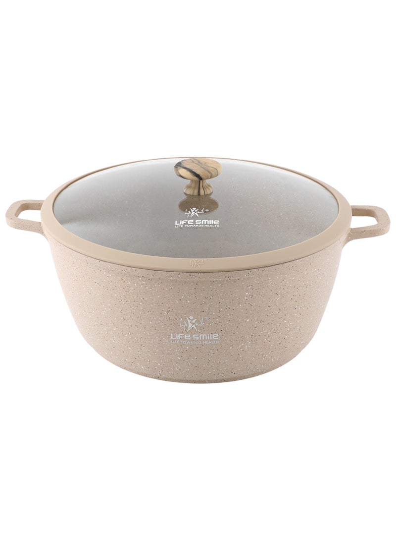 Life Smile Lifesmile 40cm Aluminium Granite Nonstick Soup Pot with Lid – Induction Base, Extra Large Capacity, Easy Clean, 19.5L - Image 1