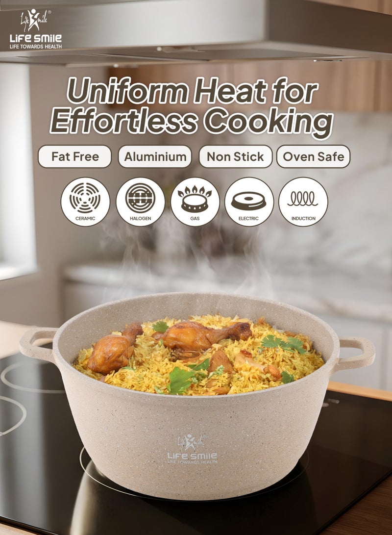 Life Smile Lifesmile 40cm Aluminium Granite Nonstick Soup Pot with Lid – Induction Base, Extra Large Capacity, Easy Clean, 19.5L - Image 3