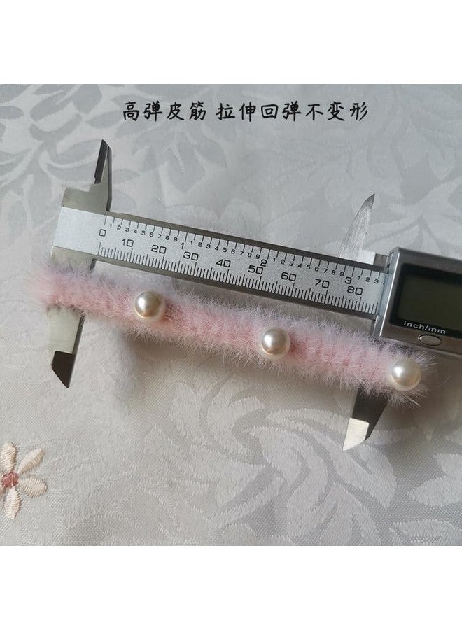 DORMITORRY 2 Pcs Fluffy Pearl Hair Rubber Band for Women, Soft Fuzzy Hair Accessories with Pearls, Korean Style Large Grip Clamps for Thick, Elegant Pastel Color Barrettes - Multicolor. - Image 5