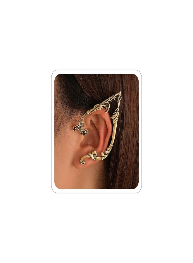 CSIYANJRY99 Elf Ear Cuffs for Women Fairy Ears Goth Punk Ear Cuffs Halloween Accessorie Gothic Punk Jewelry Wrap Droping Earrings (B-Gold-Small) - Image 1