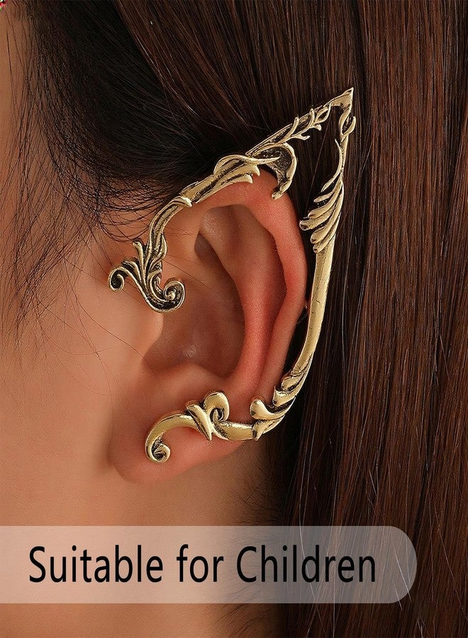 CSIYANJRY99 Elf Ear Cuffs for Women Fairy Ears Goth Punk Ear Cuffs Halloween Accessorie Gothic Punk Jewelry Wrap Droping Earrings (B-Gold-Small) - Image 2