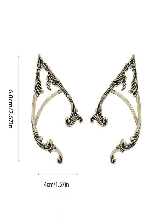 CSIYANJRY99 Elf Ear Cuffs for Women Fairy Ears Goth Punk Ear Cuffs Halloween Accessorie Gothic Punk Jewelry Wrap Droping Earrings (B-Gold-Small) - Image 5
