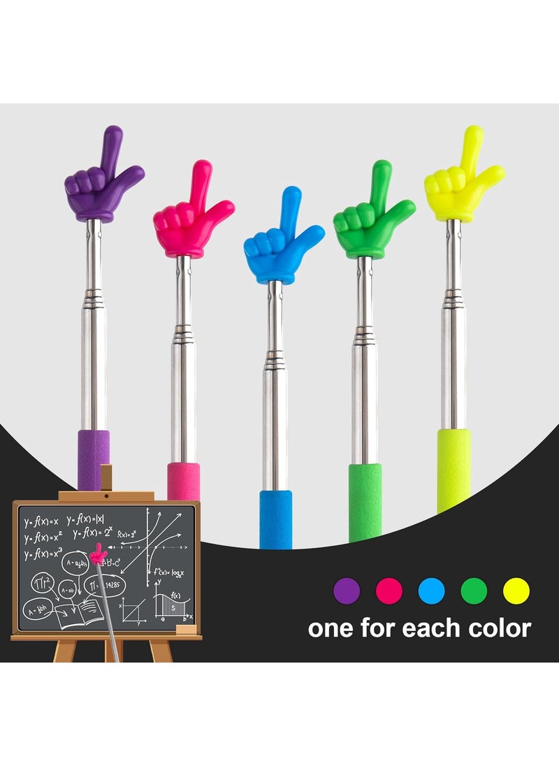 OIIKI OIIKI 5 Pcs Retractable Teacher Pointer Sticks Colorful Telescopic Whiteboard Teaching Pointer Extendable Finger Pointer Stick for Learing Reading Teaching for School Classroom Office  - Image 4