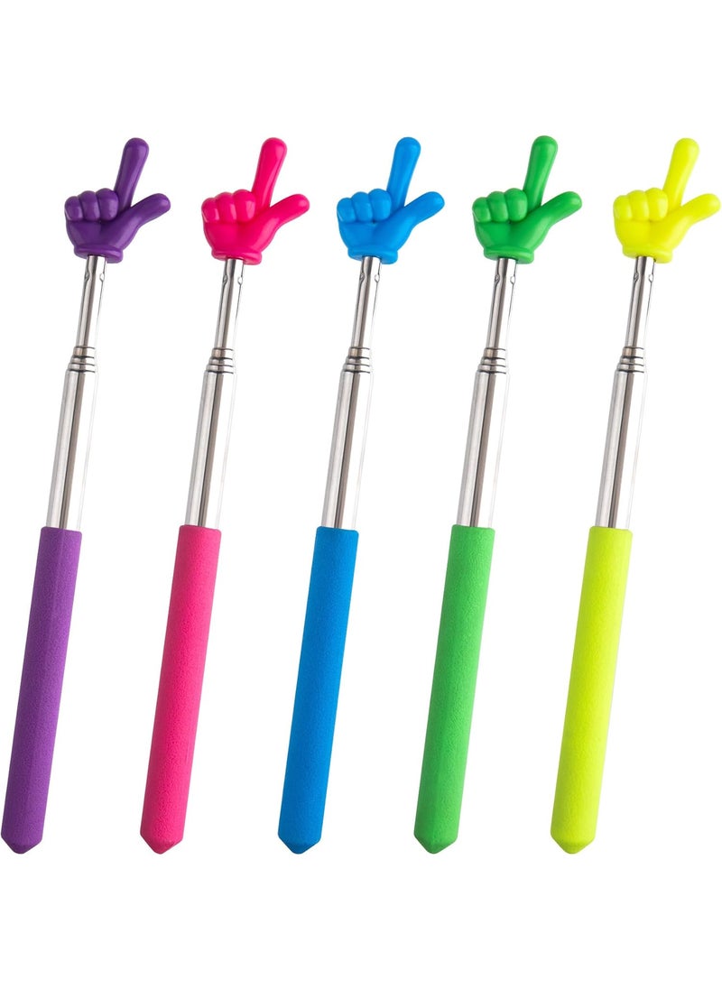 OIIKI OIIKI 5 Pcs Retractable Teacher Pointer Sticks Colorful Telescopic Whiteboard Teaching Pointer Extendable Finger Pointer Stick for Learing Reading Teaching for School Classroom Office  - Image 1