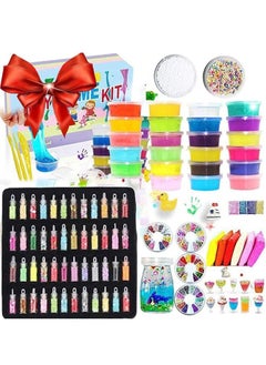 Beauenty 24 Colors 108 Pack Slime Supplies Included Air Dry Clay&Glitters Bottle Beads and More Accessories Toys for Age 3 4 5 Year olds Kids  - Image 1