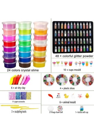 24 Colors 108 Pack Slime Supplies Included Air Dry Clay&Glitters Bottle Beads and More Accessories Toys for Age 3 4 5 Year olds Kids - view 2