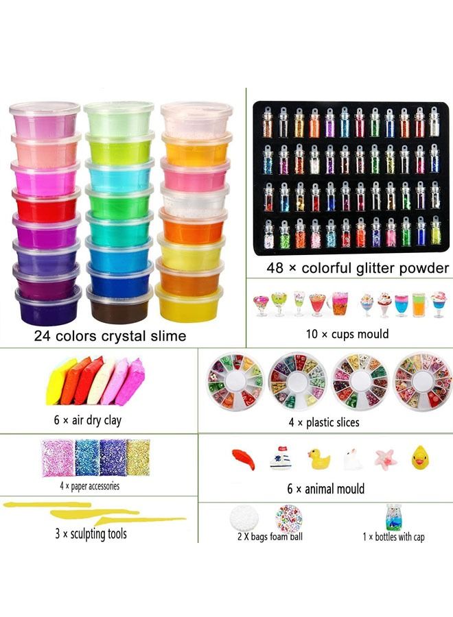 Beauenty 24 Colors 108 Pack Slime Supplies Included Air Dry Clay&Glitters Bottle Beads and More Accessories Toys for Age 3 4 5 Year olds Kids - Image 2