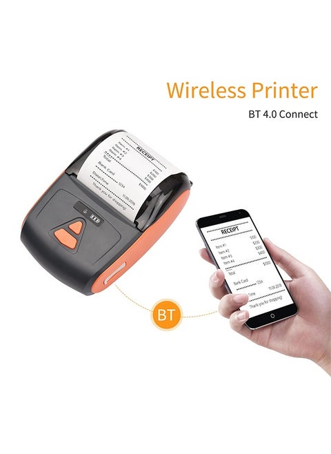 A wireless thermal printer that works on applications via Bluetooth, computer or laptop