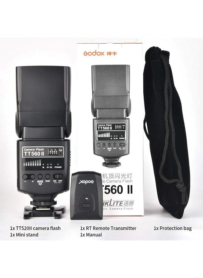 Godox - Godox TT560II Wireless 433MHz GN38 Camera Flash Speedlite Light with Built-in Receiver with RT Transmitter Compatible for Canon Nikon Sony Olympus Pentax Fuji DSLR Cameras with Standard Hot Shoe - Image 1