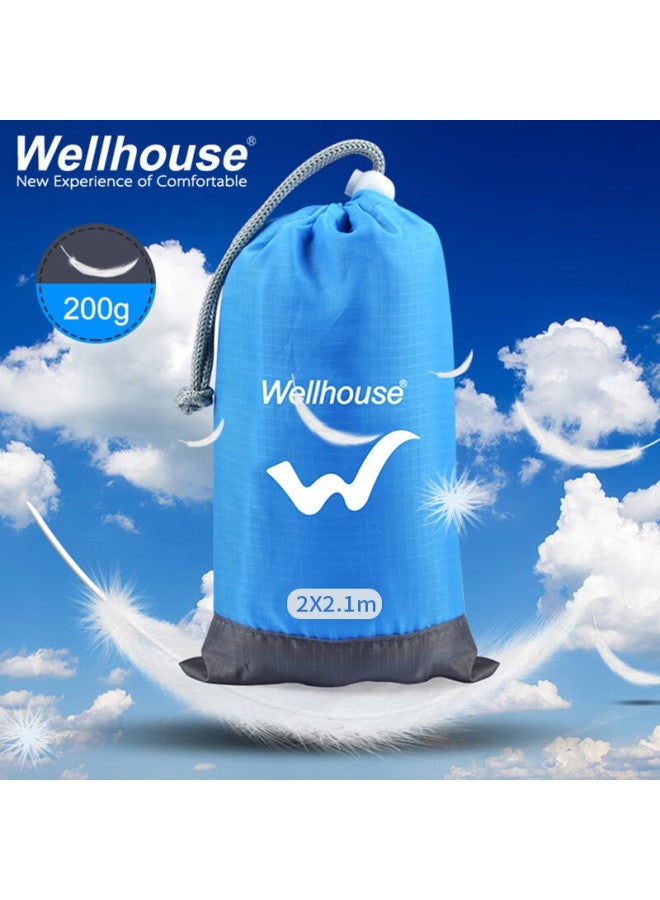Wellhouse Outdoor Picnic Mat, Beach Seat, Thin Foldable Lightweight Storage Bag With Ground Stakes, Blue-gray, 2.1*2m - Image 5