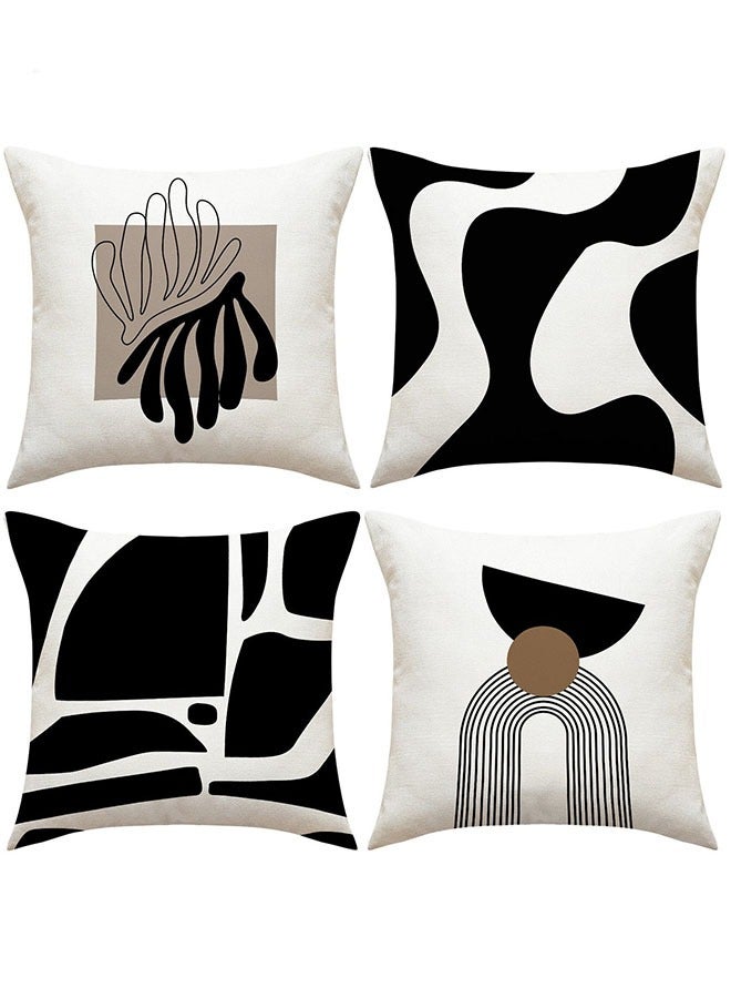 Modern Style Short Plush Throw Pillow Covers Set of 4 - Double-Sided Pattern for Living Room, Sofa, Bedroom Décor (45x45cm / 18x18 inches) - Image 1