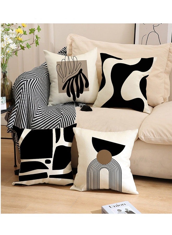 Modern Style Short Plush Throw Pillow Covers Set of 4 - Double-Sided Pattern for Living Room, Sofa, Bedroom Décor (45x45cm / 18x18 inches) - Image 2