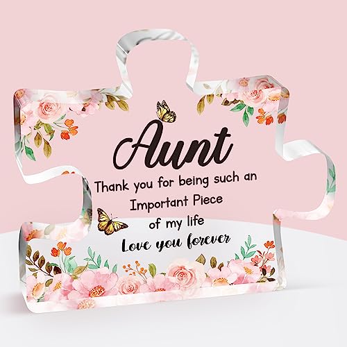 Gifts for Aunt Engraved Acrylic Block Puzzle Piece Decorations 39 x 33 inch Delicate Aunt Birthday Gifts from Niece Mothers Day Christmas Birthday Gifts for Aunt Auntie Ideas