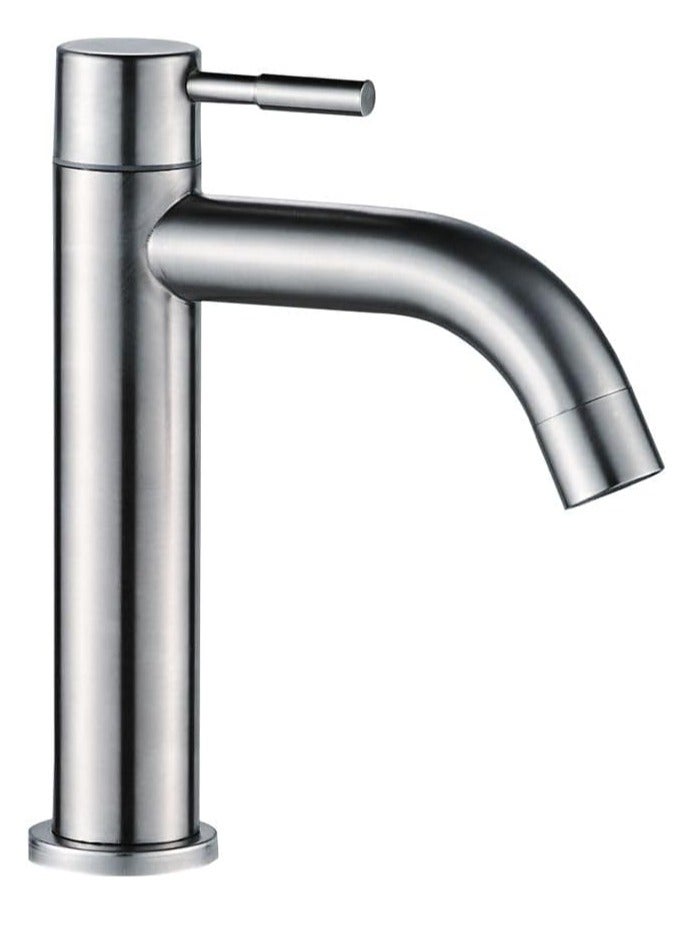 milano Denz Plus Cold Tap Basin Mixer Brush Nickel | Brass Body Basin Mixer | Single Tap Wash Basin Mixer Sink Faucet For Bathroom Faucet Vanity Lavatory - Brushed Nickel - Image 1