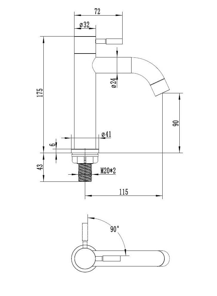 milano Denz Plus Cold Tap Basin Mixer Brush Nickel | Brass Body Basin Mixer | Single Tap Wash Basin Mixer Sink Faucet For Bathroom Faucet Vanity Lavatory - Brushed Nickel - Image 2