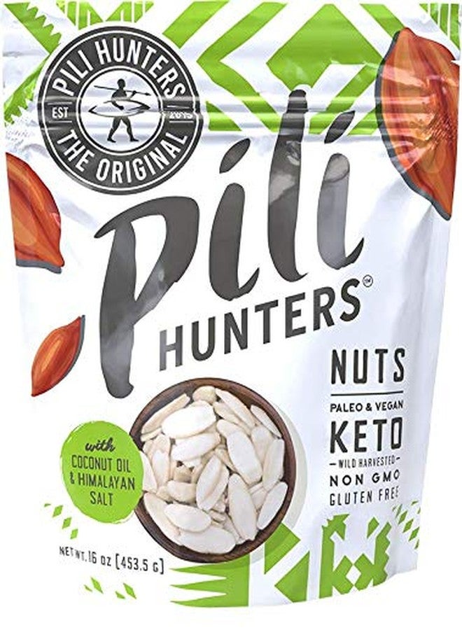 Pili Hunters - Wild Sprouted Pili Nuts, Coconut Oil and Himalayan Salt (1lb Bag) Keto/Paleo/Vegan Snacks, Low Carb Energy, Gluten Free, No Sugar Added, Superfood, the Original AS SEEN ON SHARK TANK - Image 1