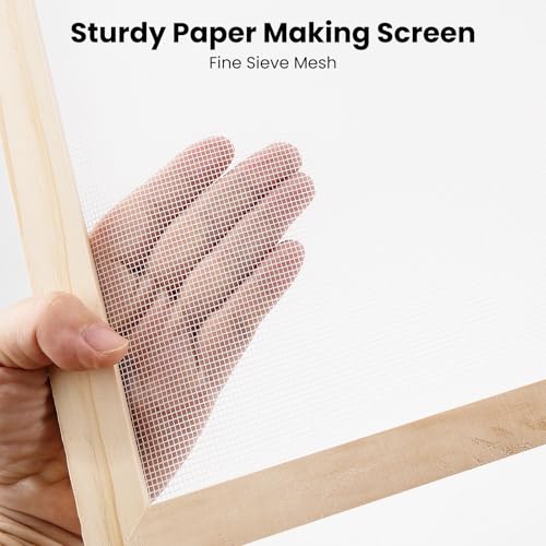 Caydo 3 Pieces Paper Making Frame Kit, Papermaking Mould and Deckle with Mesh, Absorbent Paper and Sponge for Kids Adults Supplies A4 A5 A6 (5 x 7 Inches, 7.5 x 9.8 Inches, 9.8 x 13 Inches) - Image 3