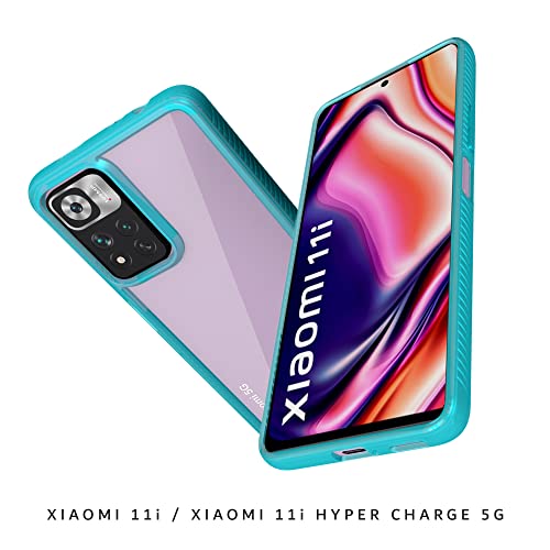 KAPAVER® Impulse Transparent Hybrid Hard PC Back TPU Bumper Impact Resistant Protection Case for Xiaomi 11i / Xiaomi 11i Hyper Charge 5G (Sea Blue) - Image 3