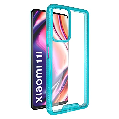 KAPAVER® Impulse Transparent Hybrid Hard PC Back TPU Bumper Impact Resistant Protection Case for Xiaomi 11i / Xiaomi 11i Hyper Charge 5G (Sea Blue) - Image 2