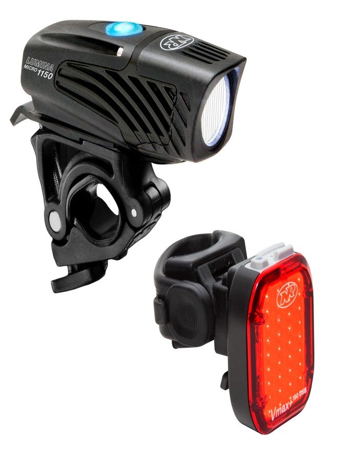 Niterider Lumina Micro 1150 + Vmax+ 180 Bike Light Combo 1150 Front & 180 Rear Lumen USB-C Rechargeable Headlight Taillight Set Compact Lightweight IP64 12 Modes Bicycle Safety Commuting Night Riding - Image 1
