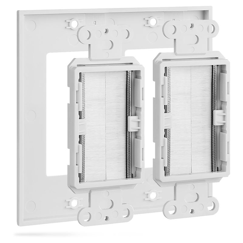 Fosmon 2-Gang Wall Plate, Brush Style Opening Passthrough Low Voltage Cable Plate In-Wall Installation for Speaker Wires, Coaxial Cables, HDMI Cables, or Network/Phone Cables - Image 3