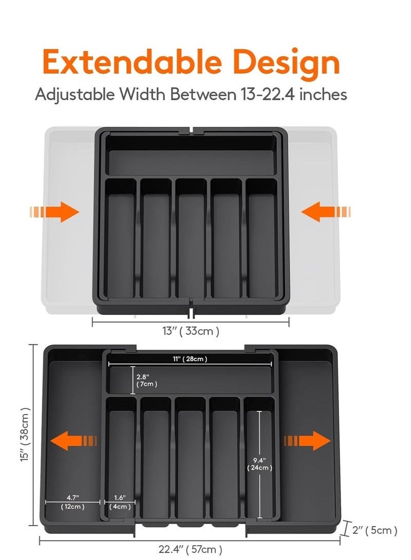 Expandable Kitchen Drawer Organizer Adjustable utensils organizer Large cutlery organizer for Compact Plastic Storage for Spoons Forks Knives - Image 3