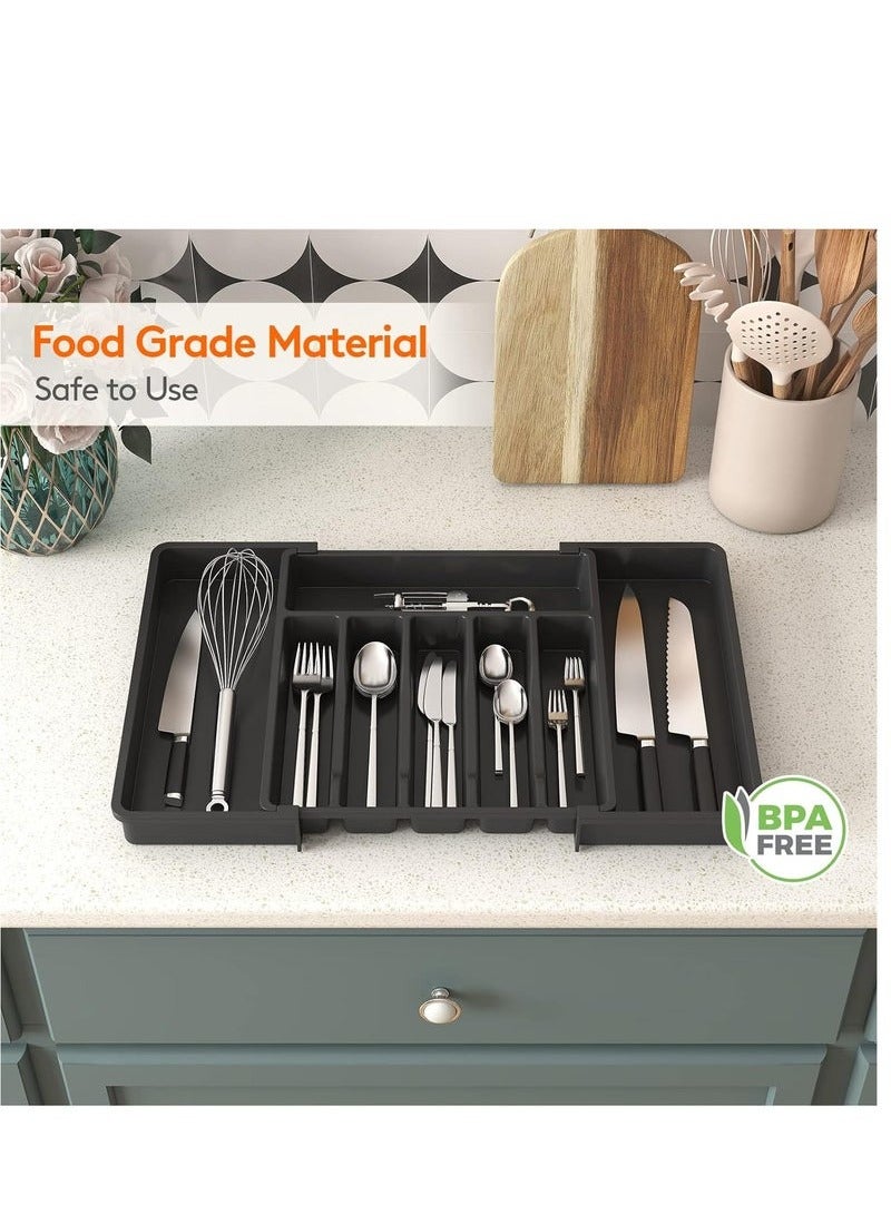 Expandable Kitchen Drawer Organizer Adjustable utensils organizer Large cutlery organizer for Compact Plastic Storage for Spoons Forks Knives - Image 5