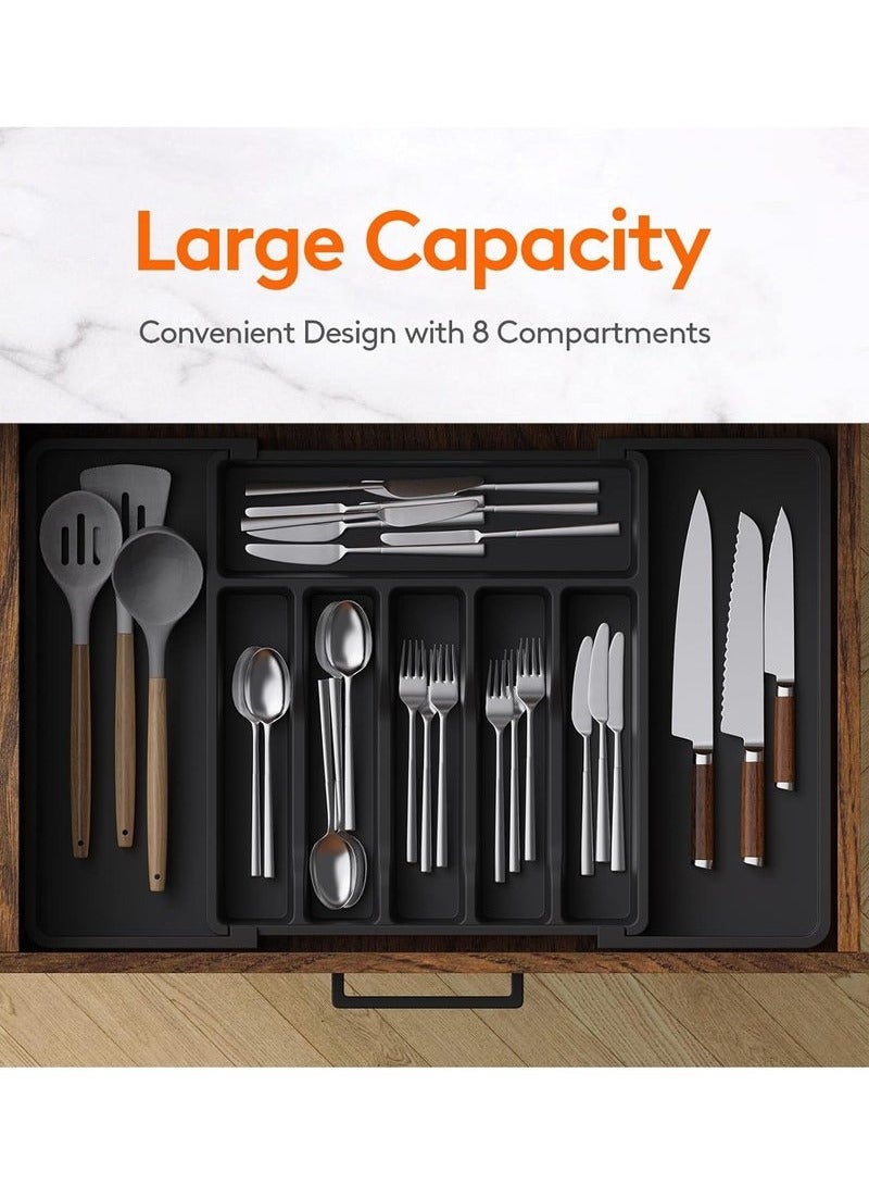 Expandable Kitchen Drawer Organizer Adjustable utensils organizer Large cutlery organizer for Compact Plastic Storage for Spoons Forks Knives - Image 2