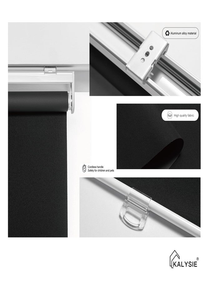 KALYSIE Cordless Roller Shades 100% Blackout Blinds for Windows and Doors, Pull Down Room Darkening Window Shades, Easy to Install for Home and Office, Black, Fixed 75 Inches High, 23 Inches Width - Image 5