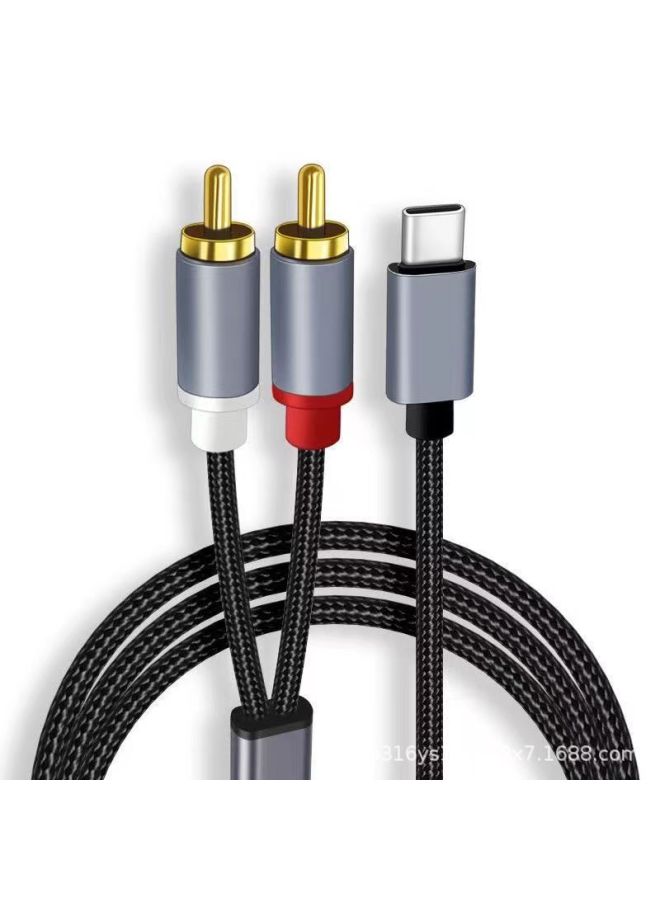 Typec To Double RCA Double Lotus Audio Line Computer Mobile Phone To RCA One-Two Digital Audio Line Wholesale-Color:Digital Chip 2 M  - Image 1