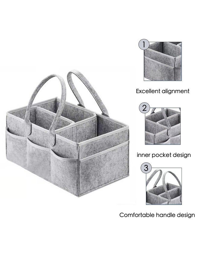 Baby Diaper Caddy Organize,Boys Girls Nursery Storage Bin,Large Nursery Tote with Removable Compartments (Ordinary)  - Image 4