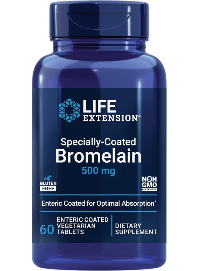 Life Extension Life Extension Specially-Coated Bromelain – Bromelain Proteolytic Enzyme Extract From Pineapple Supplement Pills For Joint Health – Gluten-Free, Non-GMO, Vegetarian – 60 Enteric-Coated Tablets  - Image 1