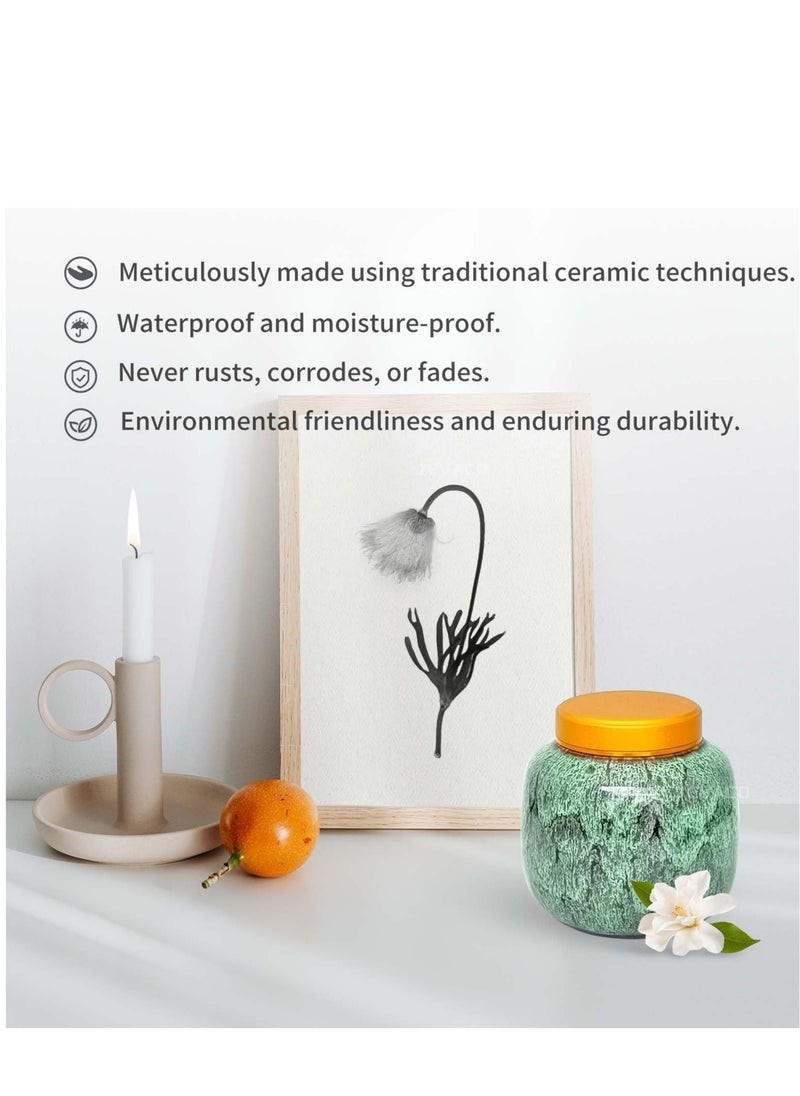 Excefore - مurns التذكارية الصغيرة للحرق، مurns الزخرفية الصغيرة، مurns الصغيرة لرماد البشر، للاستخدام على الحيوانات الأليفة وزنها تقريباً 10 أرطال (تركواز) - Image 1