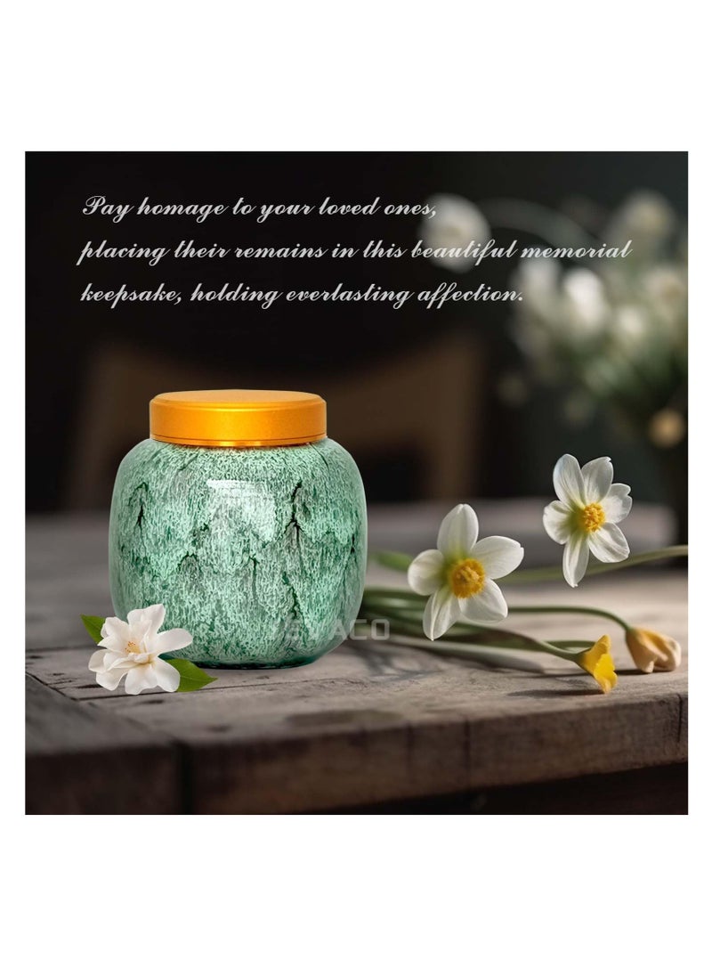 Excefore - مurns التذكارية الصغيرة للحرق، مurns الزخرفية الصغيرة، مurns الصغيرة لرماد البشر، للاستخدام على الحيوانات الأليفة وزنها تقريباً 10 أرطال (تركواز) - Image 1