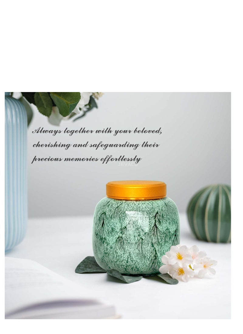 Excefore - مurns التذكارية الصغيرة للحرق، مurns الزخرفية الصغيرة، مurns الصغيرة لرماد البشر، للاستخدام على الحيوانات الأليفة وزنها تقريباً 10 أرطال (تركواز) - Image 1