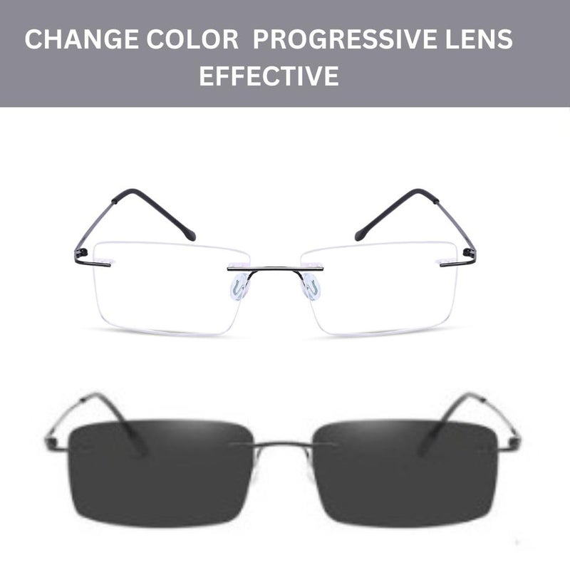 Redex Photochromic Rimless Zero Power Blue-Cut Computer Glass Anti glare Block Harmful Rays Rim less Rectangle Eye wear Spectacle Eye Frame - Image 2