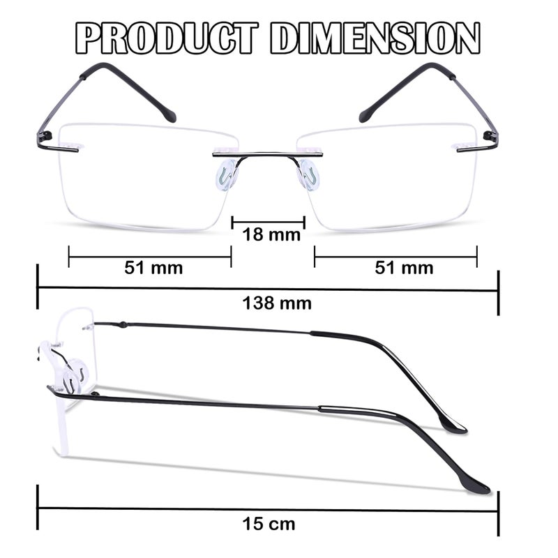 Redex Photochromic Rimless Zero Power Blue-Cut Computer Glass Anti glare Block Harmful Rays Rim less Rectangle Eye wear Spectacle Eye Frame - Image 4