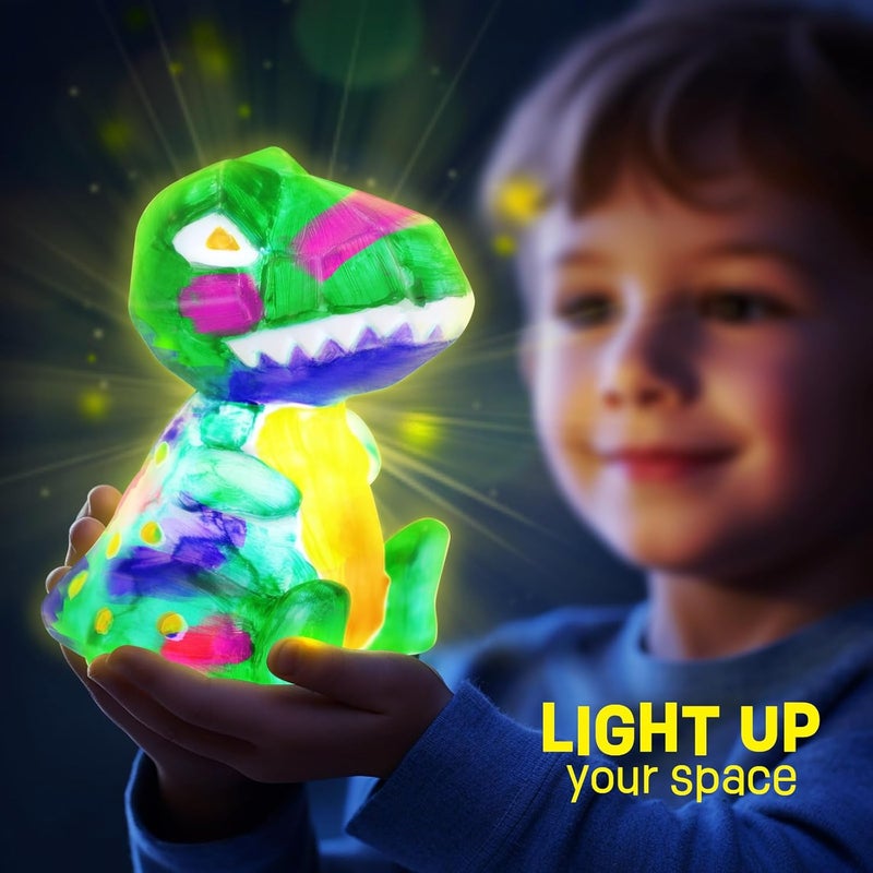ONE TO FOUR Paint Your Own Dinosaur Lamp Kit, Art Supplies Arts & Crafts Kit, Painting kit for Kids 6-12, Dinosaur Toys for Boys Girls and Kids, Girls Boy Birthday Gift Ages 3 4 5 6 7 8 9 10 11 12+ - Image 5