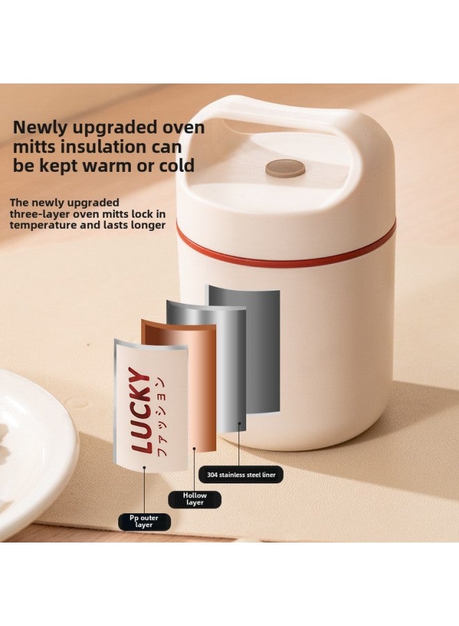 Gift Lunch Box Porridge Cup Breakfast Cup Office Worker Lunch Box Portable Soup Cup 304 Stainless Steel Oat Cup LOGO-Specifications:[304 Liner] 500ML Green Green - Image 5