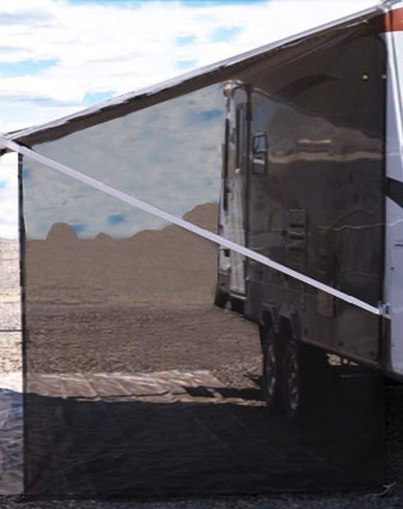 Tentproinc RV Awning Side Shade 9'X7' - Black Mesh Screen Sunshade Complete Kits Camping Trailer Canopy UV Sun Blocker - 3 Year Warranty - Image 1